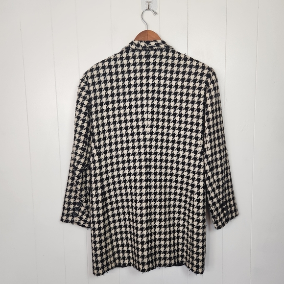 Vintage Oversized Wool Silk Plaid Boyfriend Blazer Jacket Preppy Academia Medium - Picture 4 of 14